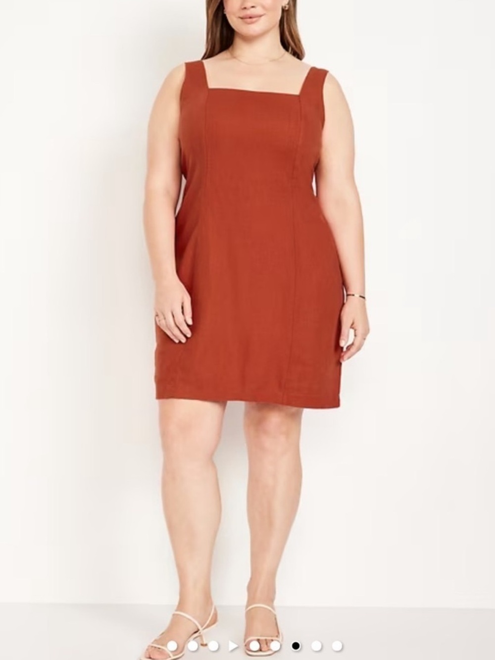 Square-Neck Linen-Blend Mini
Dress